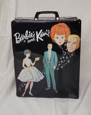 Vintage 1963 SPP Mattel Barbie Ken Black Carrying Case